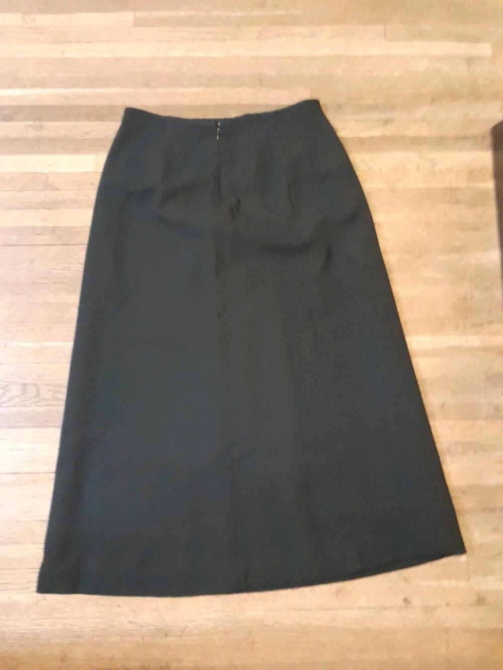 Vintage 80s Wool Midi Skirt A Line Gothic Minimalist Winter Witchy Black Size 12 - Picture 3 of 5